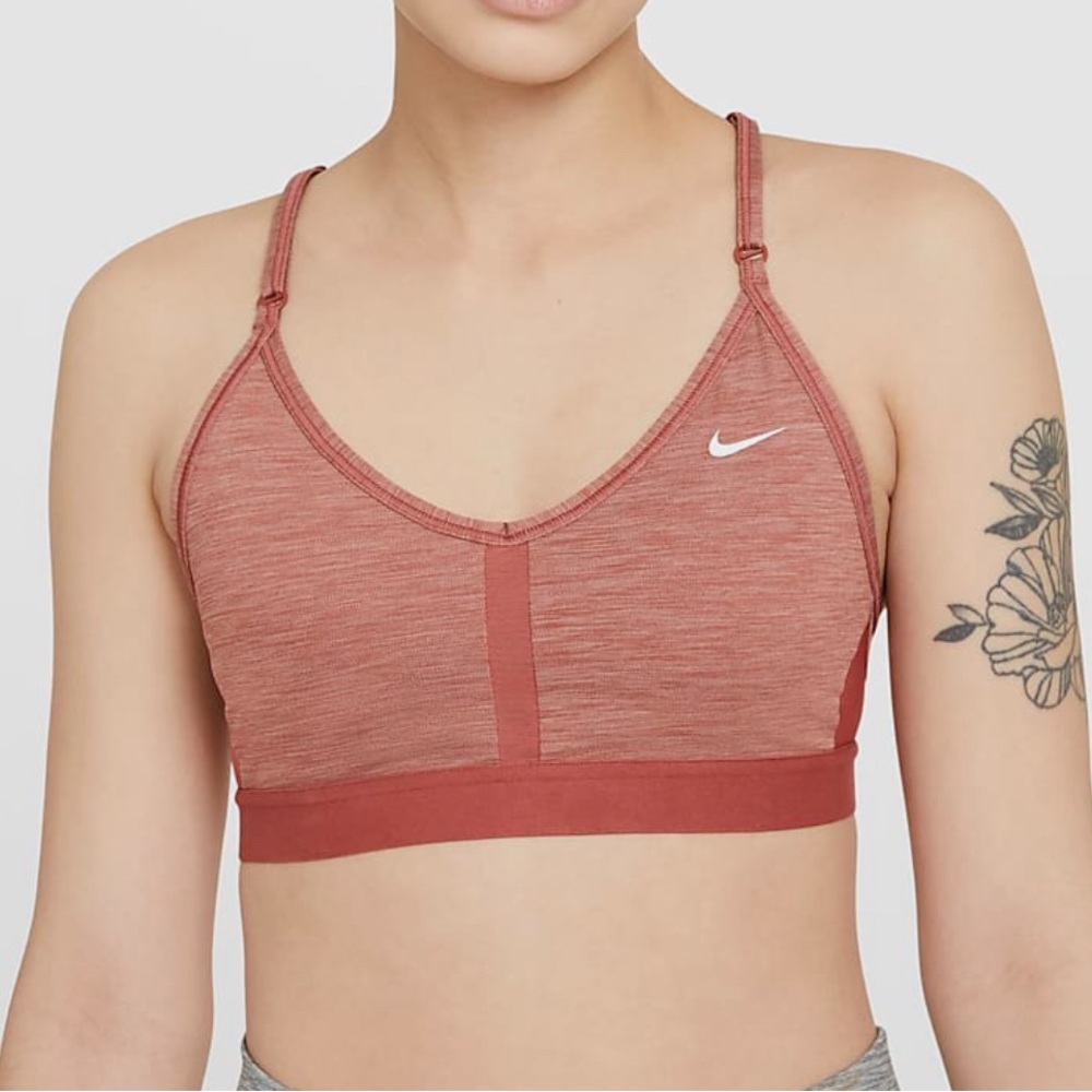 Nike Women's Indy Canyon Rust LS Padded V-Neck Sports Bra, Size XS, NWOT
